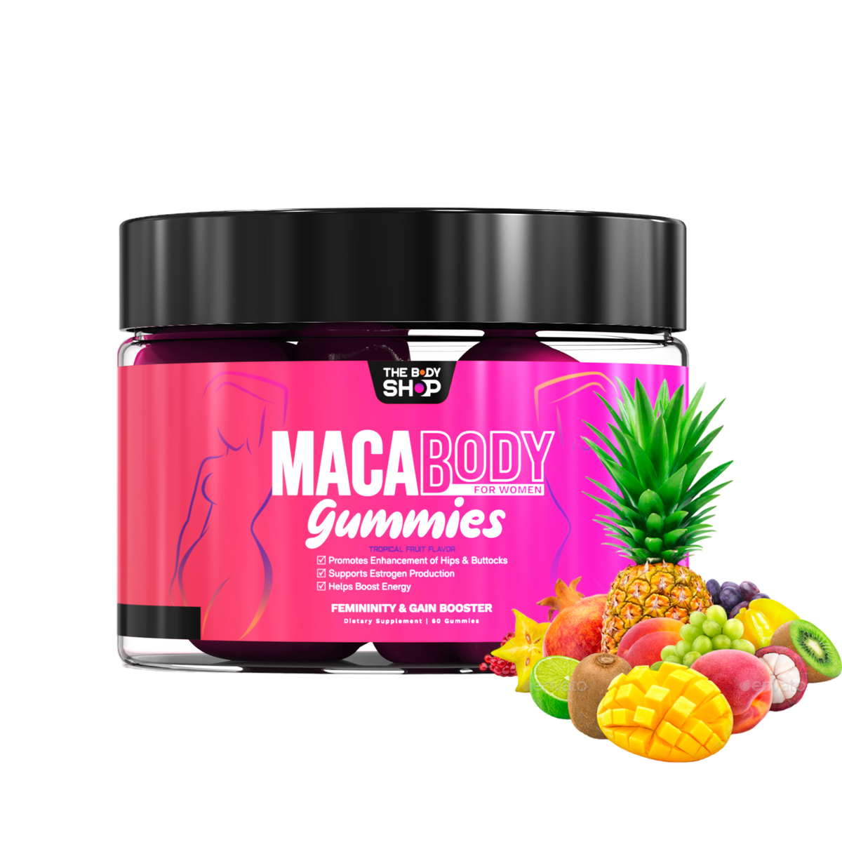 NEW FLAVOR! TROPICAL FRUIT MACABODY Gain Booster Gummies(Month Supply)