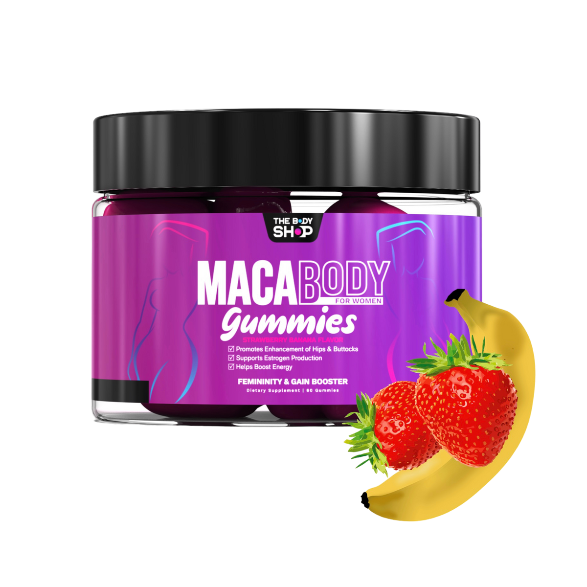 STRAWBERRY/BANANA MACABODY Gain Booster Gummies(Month Supply)T