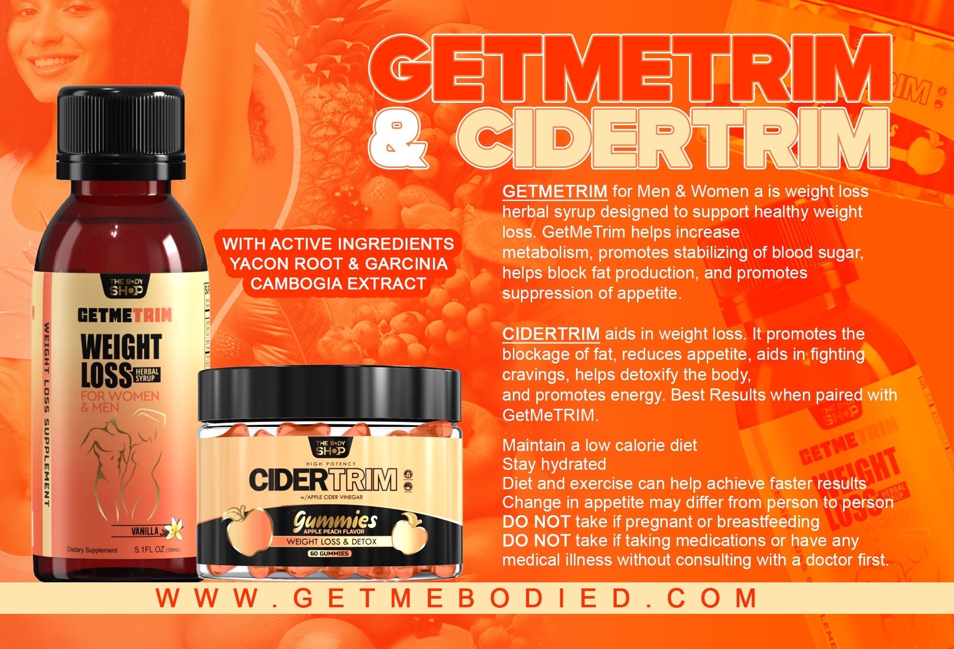 Double Up DEAL! Weight LOSS Syrup AND CIDERTRIM Gummies (Multiple Options)